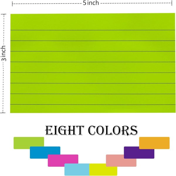 8 Pads Lined Sticky Notes 3x5 in Post, 8 Colors Self Sticky Notes Pad Its, Bright Colorful Rectangle Sticky Notes for Office, Home, School, Meeting, 50 Sheets/pad - Image 2