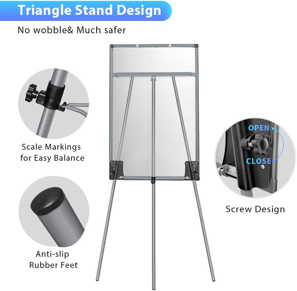 Easel Whiteboard - Magnetic Portable Dry Erase 36 x 24 Tripod Height Adjustable, 3' x 2' Flipchart Easel Stand White Board for Office (36x24 Gray) - Image 2