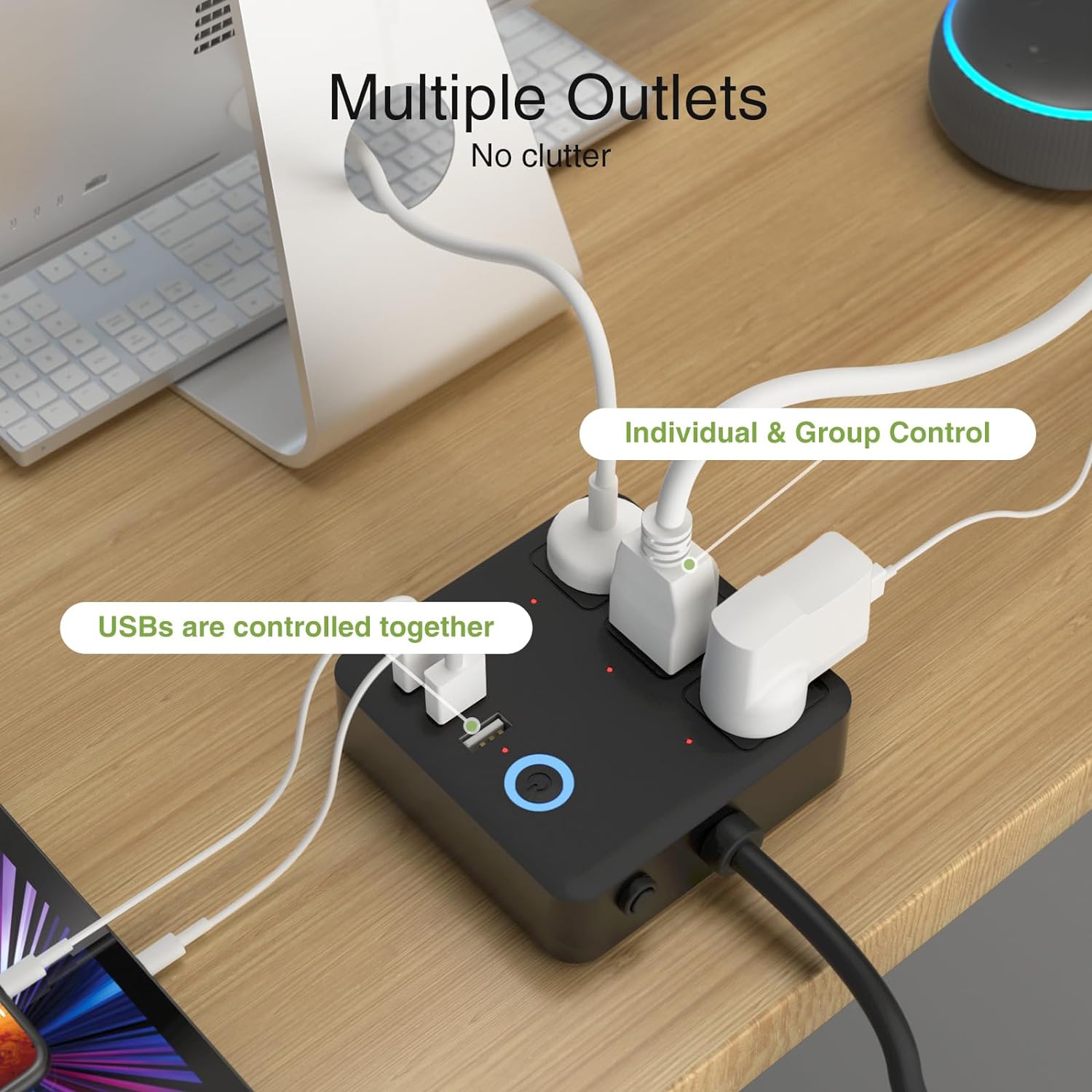 GHome Smart Power Strip, 3 USB Ports and 3 Individually Controlled Smart Outlets, WiFi Surge Protector Works with Alexa Google Home, Home Office Cruise Ship Travel Multi-Plug Extender Flat Plug, UL - Image 4