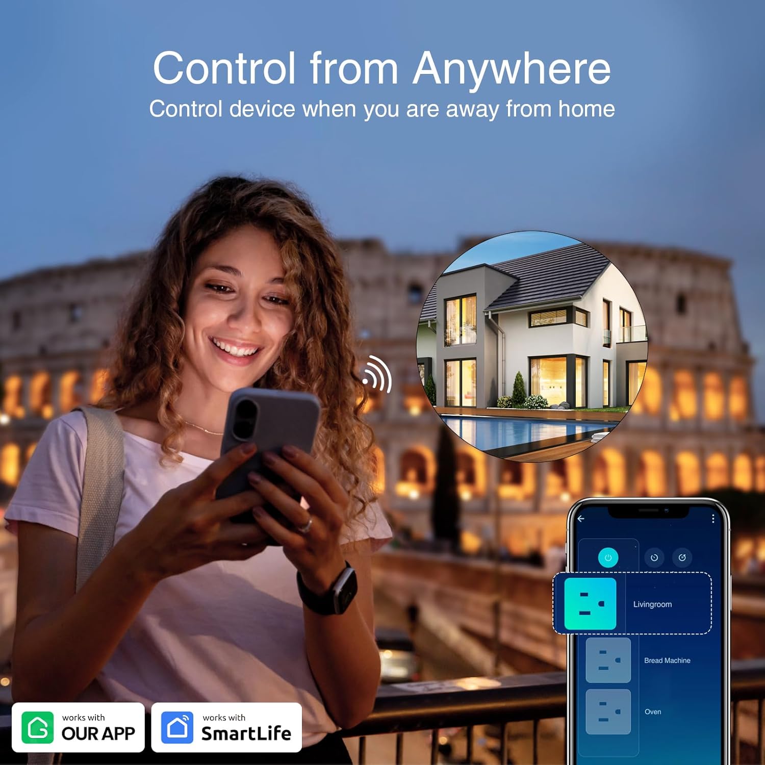 GHome Smart Power Strip, 3 USB Ports and 3 Individually Controlled Smart Outlets, WiFi Surge Protector Works with Alexa Google Home, Home Office Cruise Ship Travel Multi-Plug Extender Flat Plug, UL - Image 5