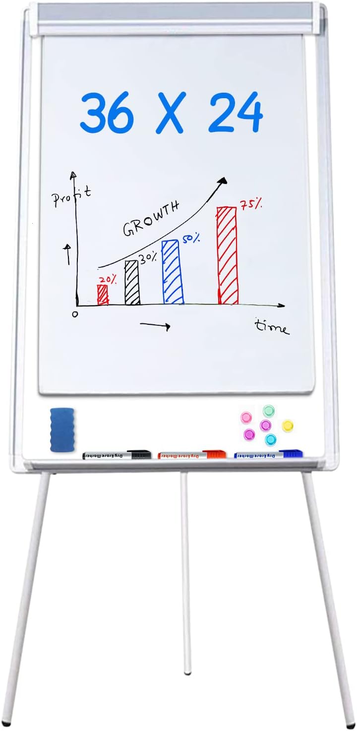 maxtek Easel White Board - Magnetic Tripod Whiteboard Portable Dry Erase Board 36 x 24 inches Flipchart Easel Board Height Adjustable, 3' x 2' Portable White Board